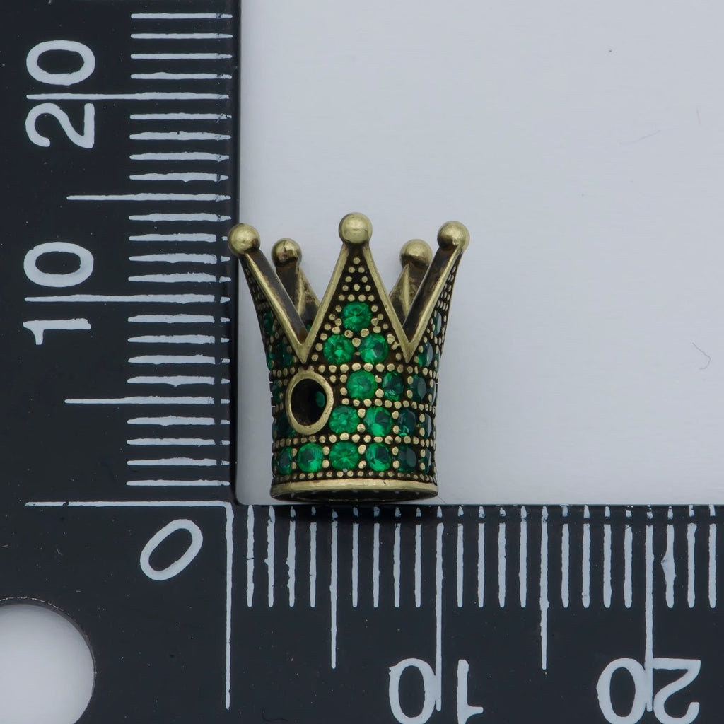 Dainty Crown Bead Spacer CZ Blue Crystal Small Simple King Crown Model Jewelry Making Beads B-580