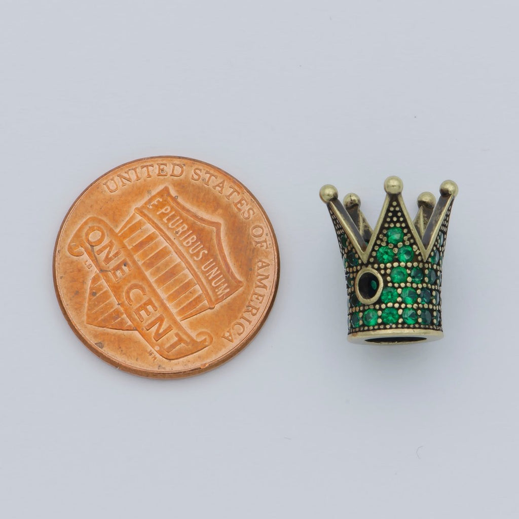 Dainty Crown Bead Spacer CZ Blue Crystal Small Simple King Crown Model Jewelry Making Beads B-580