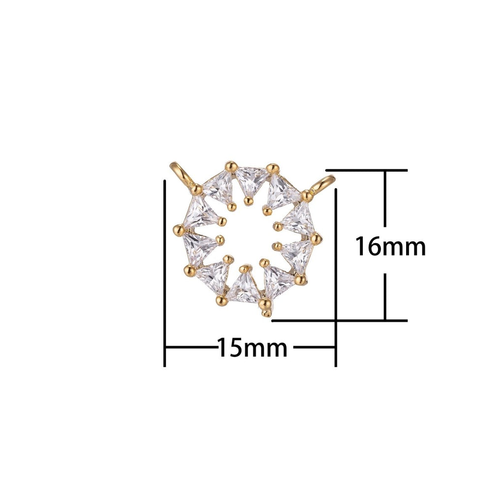 Dainty Crystal Flower Bracelet Connector, Gorgeous Micro Pave CZ Charm, Triangle Floral Cute Star Sun Necklace Pendant for Jewelry Making F-742 - DLUXCA