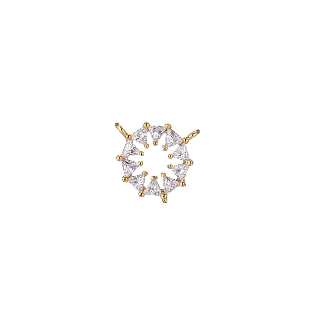 Dainty Crystal Flower Bracelet Connector, Gorgeous Micro Pave CZ Charm, Triangle Floral Cute Star Sun Necklace Pendant for Jewelry Making F-742 - DLUXCA