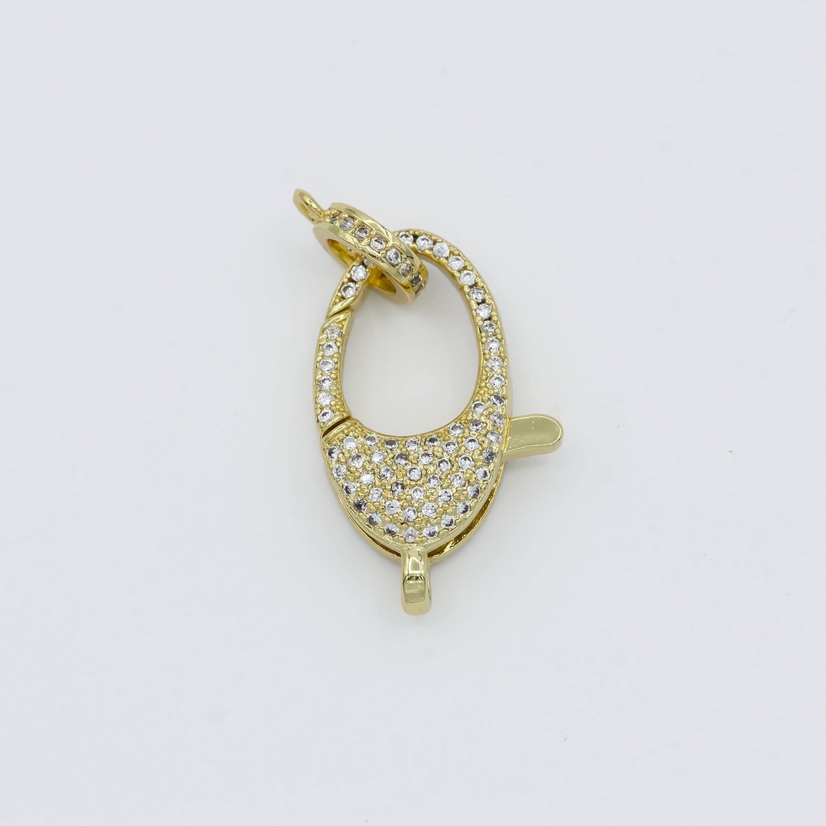 Dainty Crystal Gold plated Oval Lobster Clasp with Jump Ring L-315 - DLUXCA