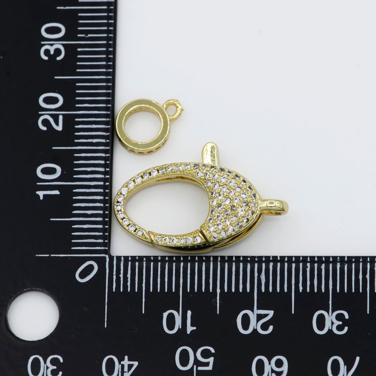 Dainty Crystal Gold plated Oval Lobster Clasp with Jump Ring L-315 - DLUXCA