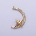 Dainty Cubic Crescent Moon Charm 24k Gold plated Star Celestial Jewelry pendant N-681 - DLUXCA
