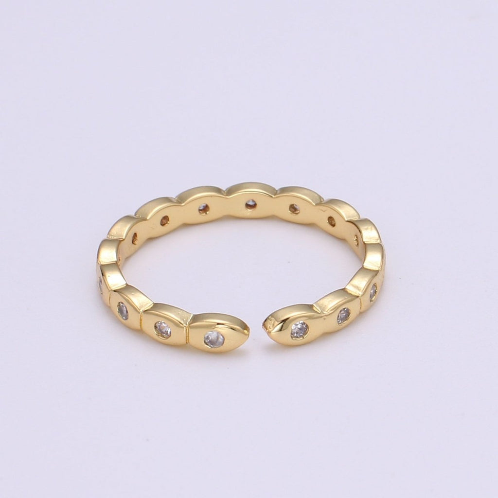Dainty Cubic Mini Ring Simple Gold Charm, CZ Ring, Open Adjustable ring O-291 - DLUXCA