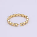 Dainty Cubic Mini Ring Simple Gold Charm, CZ Ring, Open Adjustable ring O-291 - DLUXCA