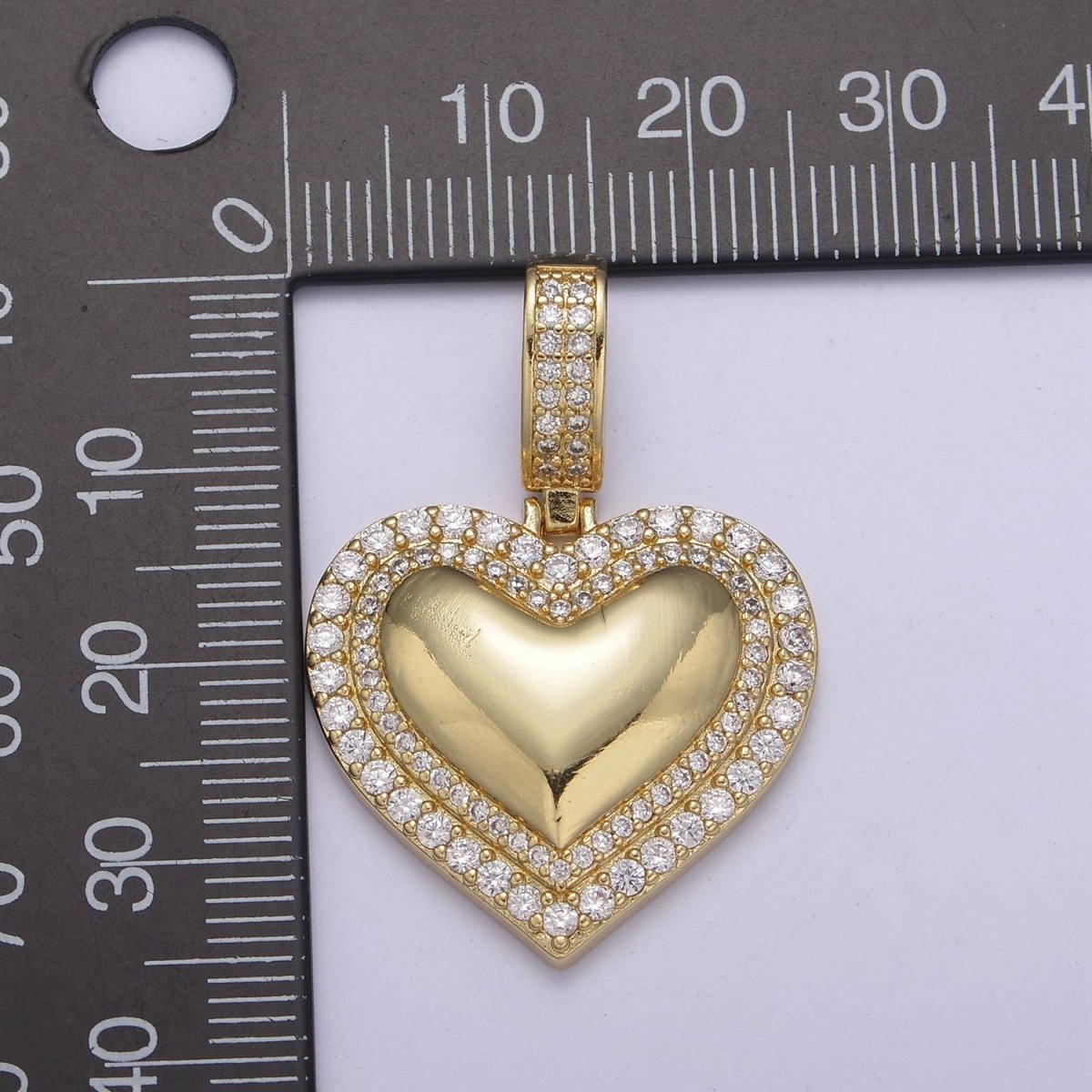 Dainty Cubic Zirconia Gold plated Heart Charm Pendant H-328 - DLUXCA