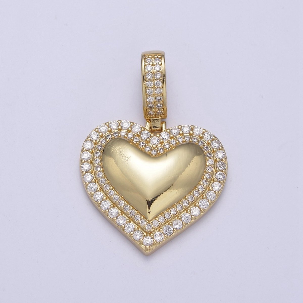 Dainty Cubic Zirconia Gold plated Heart Charm Pendant H-328 - DLUXCA