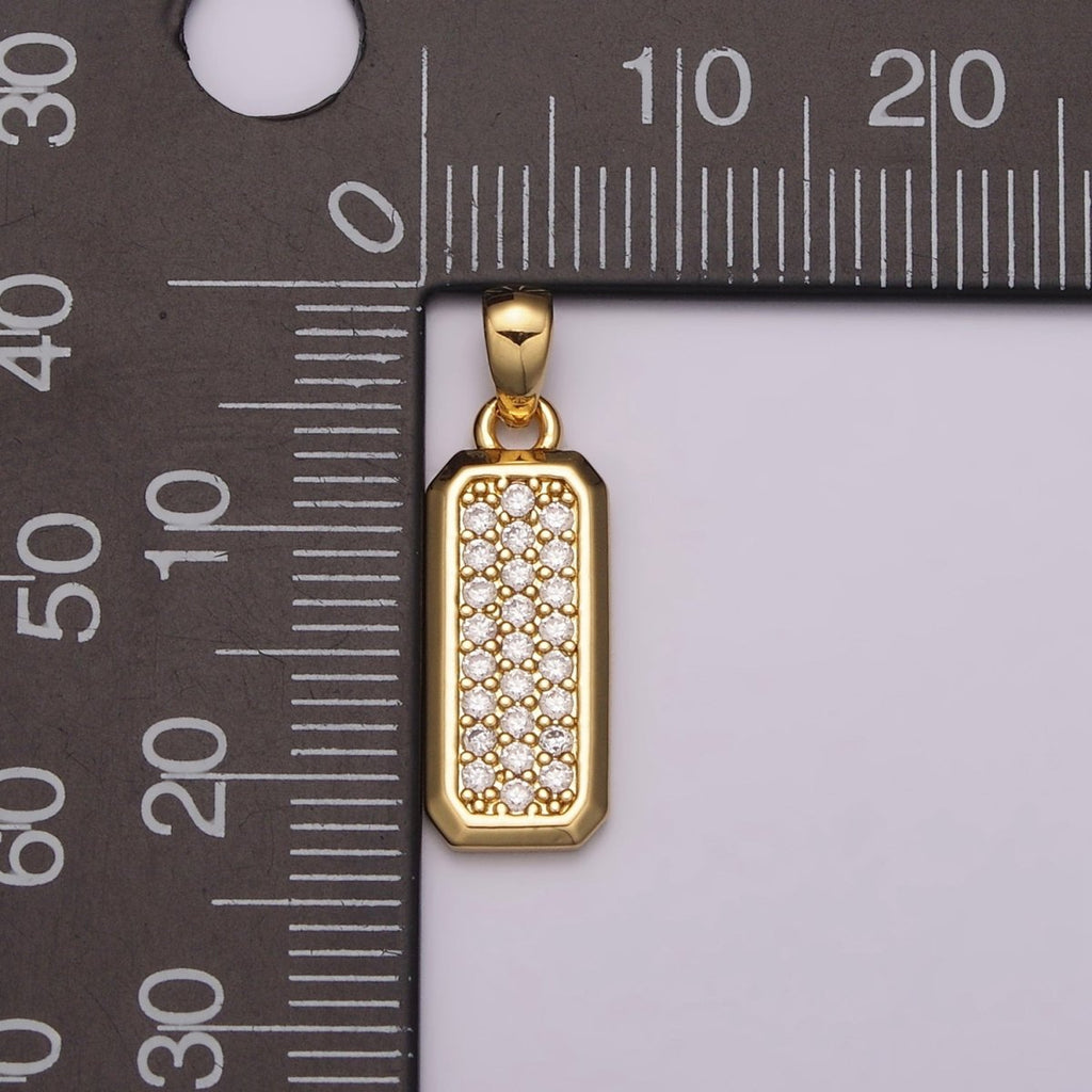 Dainty CZ Bar Pendant 24K Gold plated Bar Pendant, Silver Bar Micro Pave Dangle Pendants N-1475 N-1476
