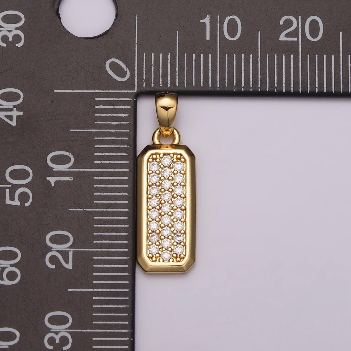Dainty CZ Bar Pendant 24K Gold plated Bar Pendant, Silver Bar Micro Pave Dangle Pendants N-1475 N-1476