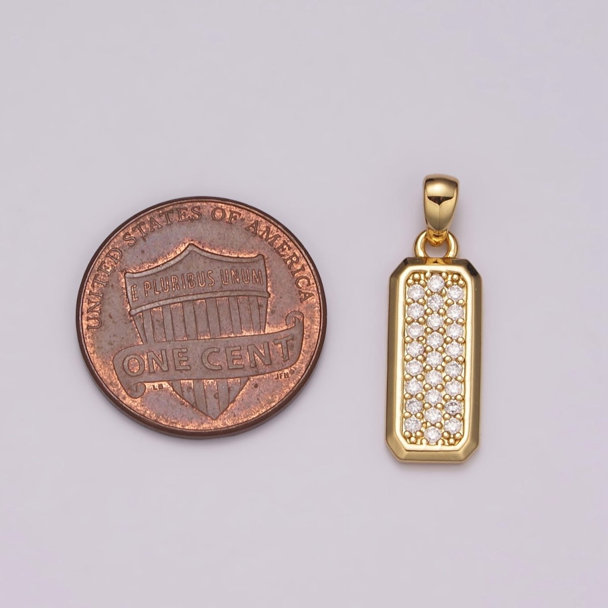 Dainty CZ Bar Pendant 24K Gold plated Bar Pendant, Silver Bar Micro Pave Dangle Pendants N-1475 N-1476