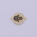 Dainty Cz Gold Hamsa Hand Cubic Hand of Fatima Charm Connector for Link connector Bracelet, Necklace Component F-015 - DLUXCA