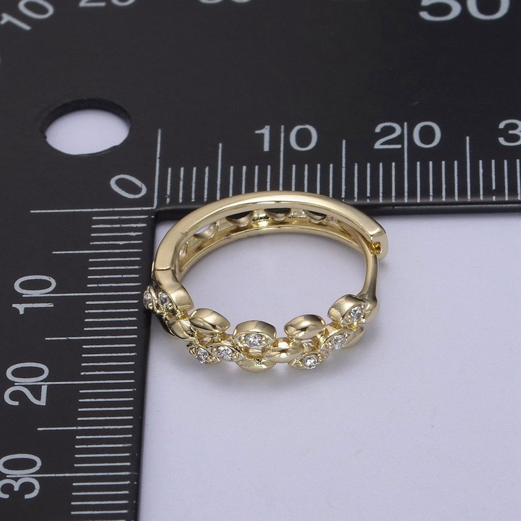 Dainty CZ Hoop Earrings • 14k plated Gold Dainty Earrings • Huggie Hoops Earrings • 20mm Hoop Earrings • Minimalist Earrings • Gift for Her T-297 - DLUXCA