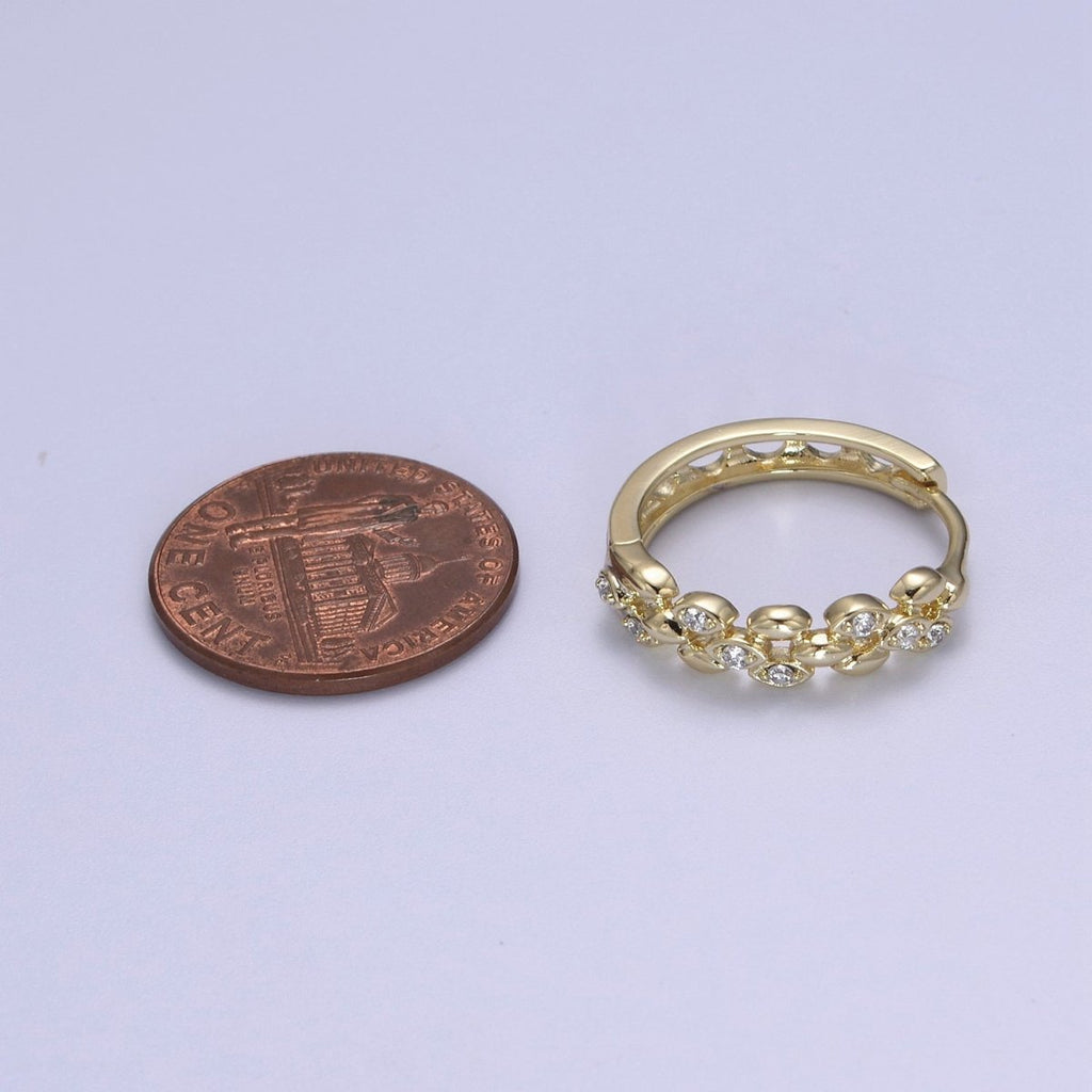 Dainty CZ Hoop Earrings • 14k plated Gold Dainty Earrings • Huggie Hoops Earrings • 20mm Hoop Earrings • Minimalist Earrings • Gift for Her T-297 - DLUXCA