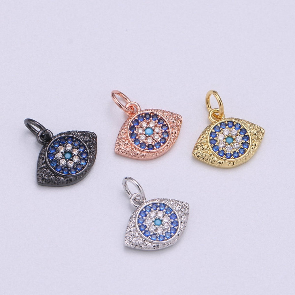 Dainty CZ Micro Pave Evil Eye Pendant in Gold plated / Silver / Rose Gold / Black C-309 - C-402 - DLUXCA
