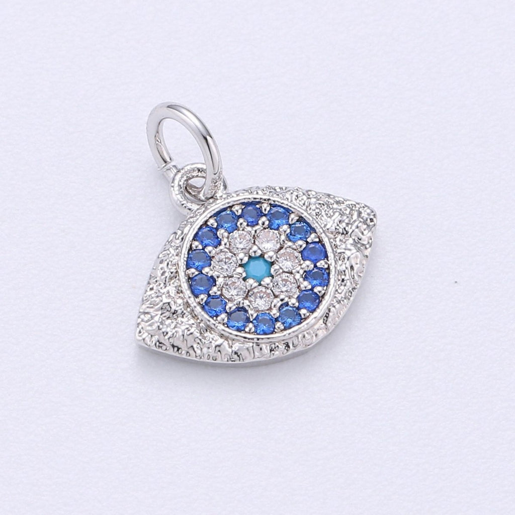 Dainty CZ Micro Pave Evil Eye Pendant in Gold plated / Silver / Rose Gold / Black C-309 - C-402 - DLUXCA