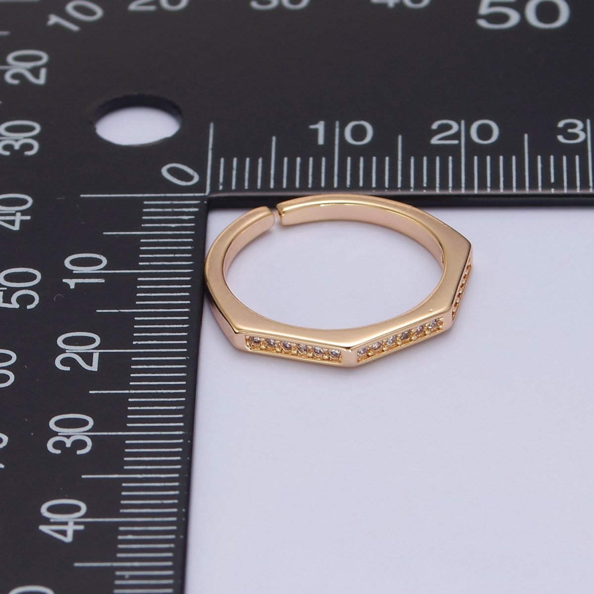 Dainty Cz Octagon Ring, Geometric Ring Dainty Gold plated Ring, Stacking Ring O-2148 - DLUXCA