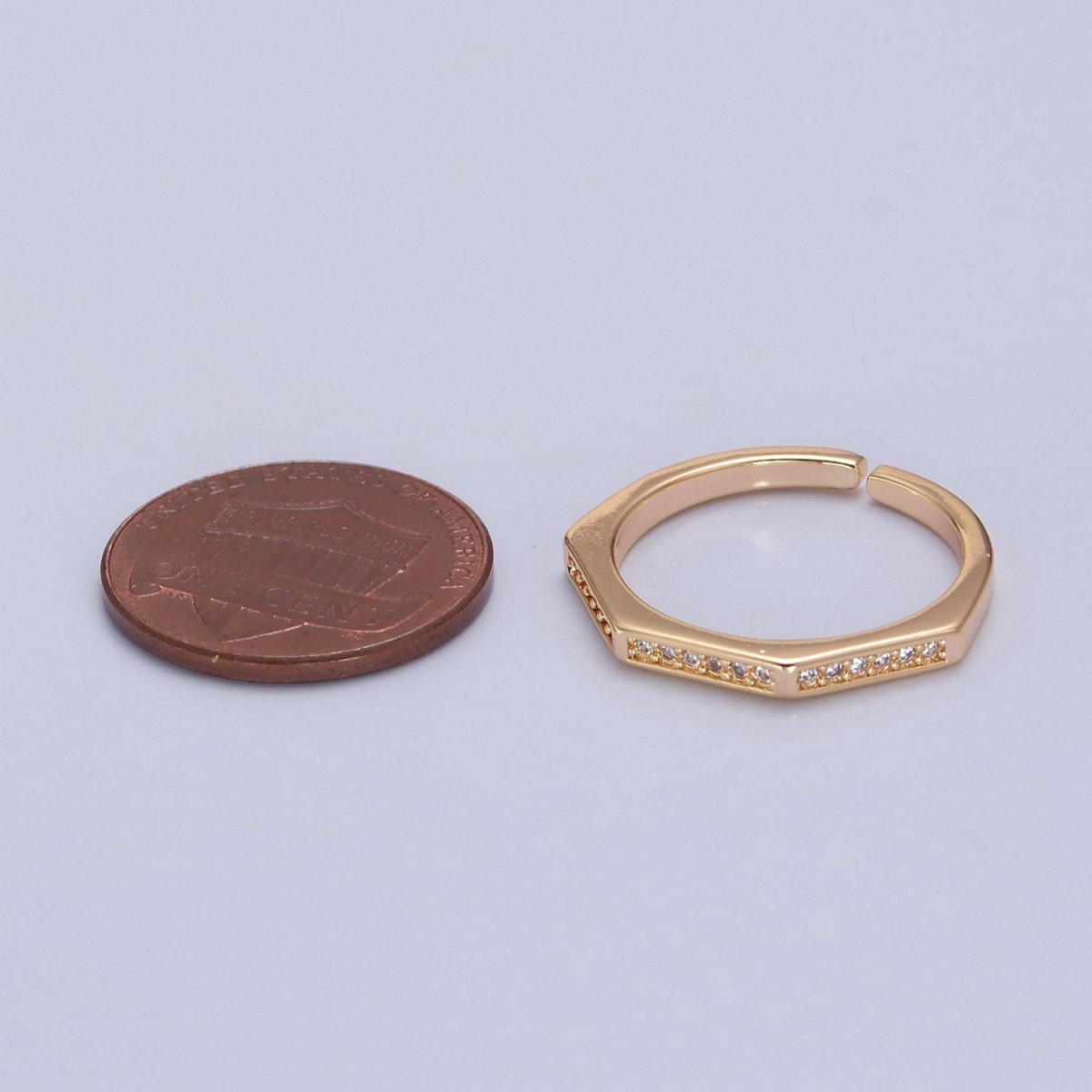 Dainty Cz Octagon Ring, Geometric Ring Dainty Gold plated Ring, Stacking Ring O-2148 - DLUXCA