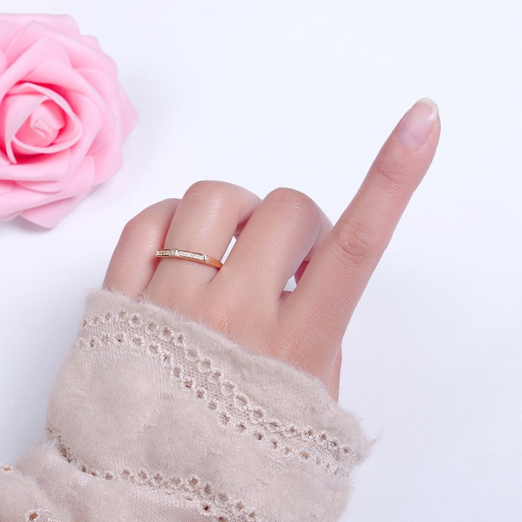 Dainty Cz Octagon Ring, Geometric Ring Dainty Gold plated Ring, Stacking Ring O-2148 - DLUXCA