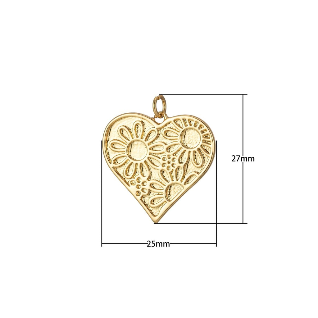 Dainty Daisy Flower Charm Enamel Heart Pendant Retro Design Inspired E-933 - E-936