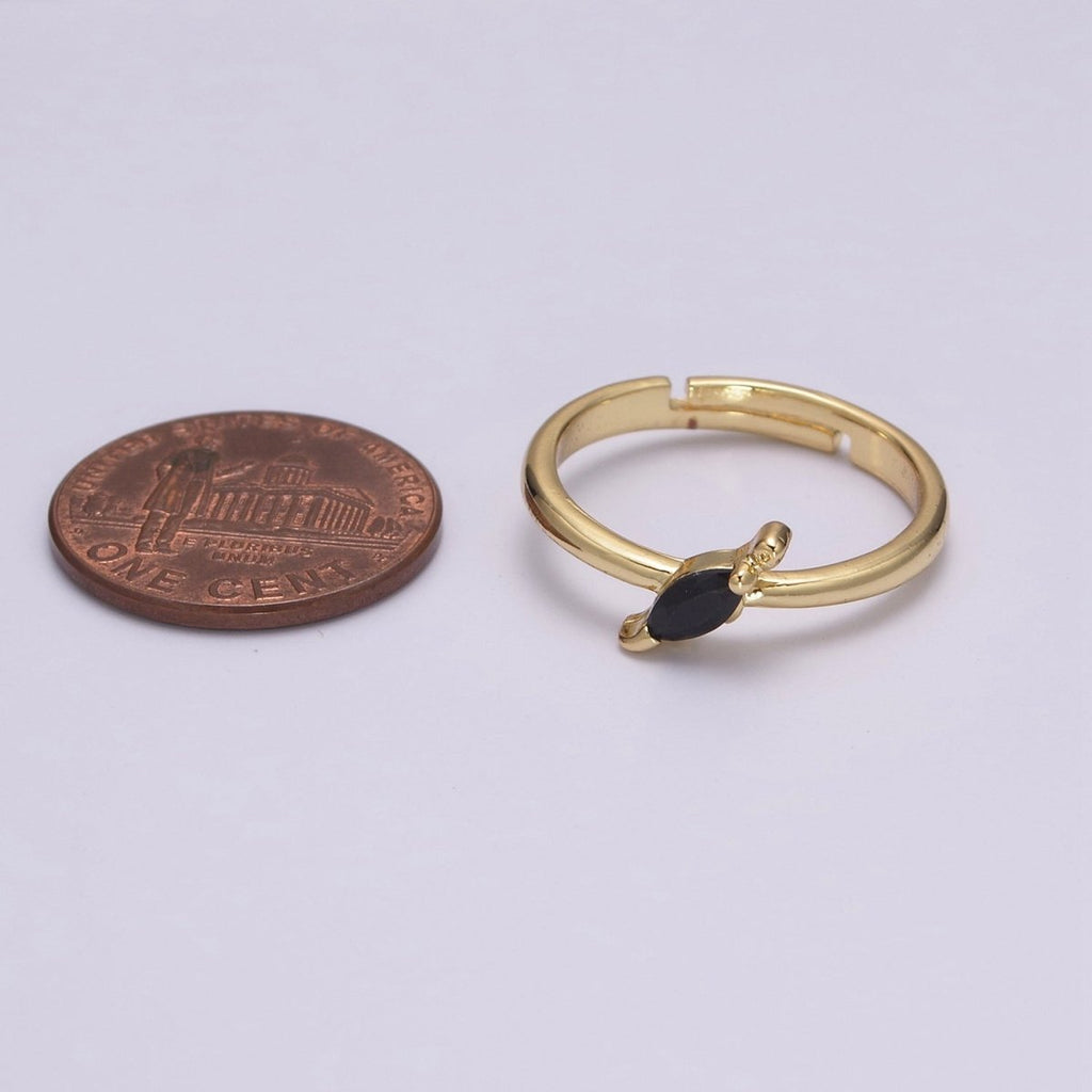 Dainty Dino Ring • Minimalist Dinosaurus Ring • Gold Open Adjustable Ring Cute Kawaii Dino U-151 ~ U-158 - DLUXCA