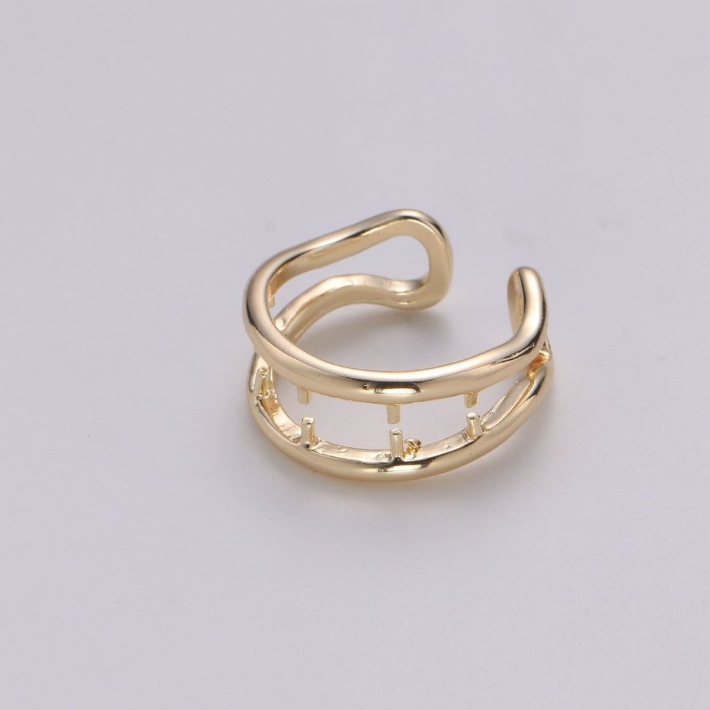 Dainty Double Band Ring, Two Band Ring, Dainty Stackable Band, Minimal Ring, Gold Vemreil Band, Ring for Women Valentine Gift R-139 - DLUXCA