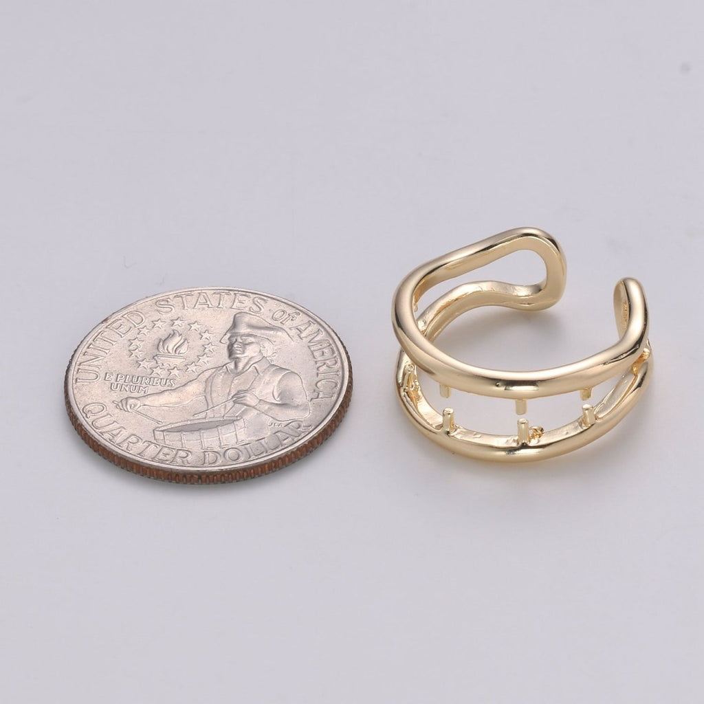 Dainty Double Band Ring, Two Band Ring, Dainty Stackable Band, Minimal Ring, Gold Vemreil Band, Ring for Women Valentine Gift R-139 - DLUXCA