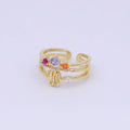 Dainty Double Layer CZ Crown Ring Stackable Ring S-395 - DLUXCA