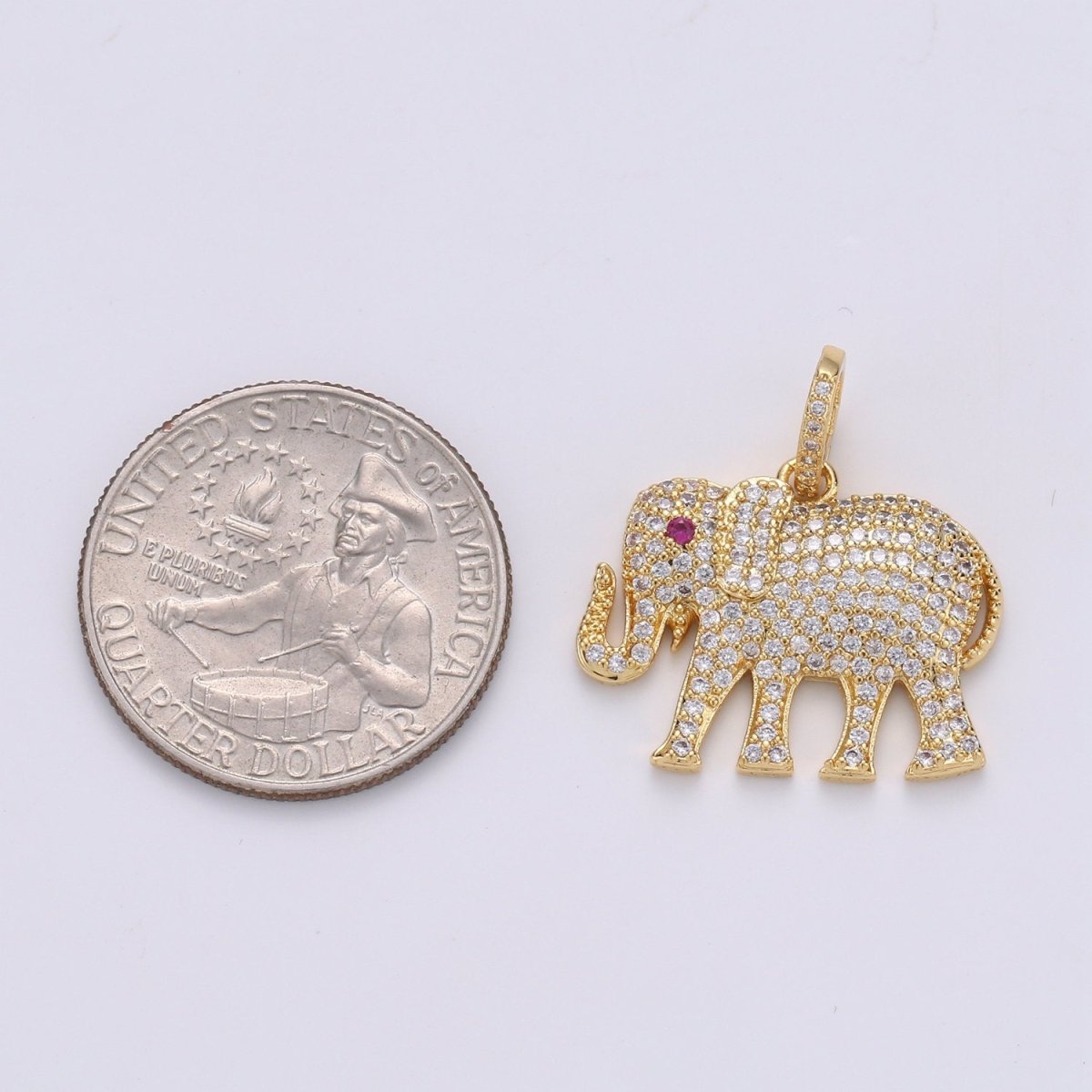 Dainty Elephant Charm, 14K Gold plated Micro Pave CZ Elephant Pendant,Wild Animal Pendant Necklace Bracelet Earring Charms Dangle I-924 - DLUXCA