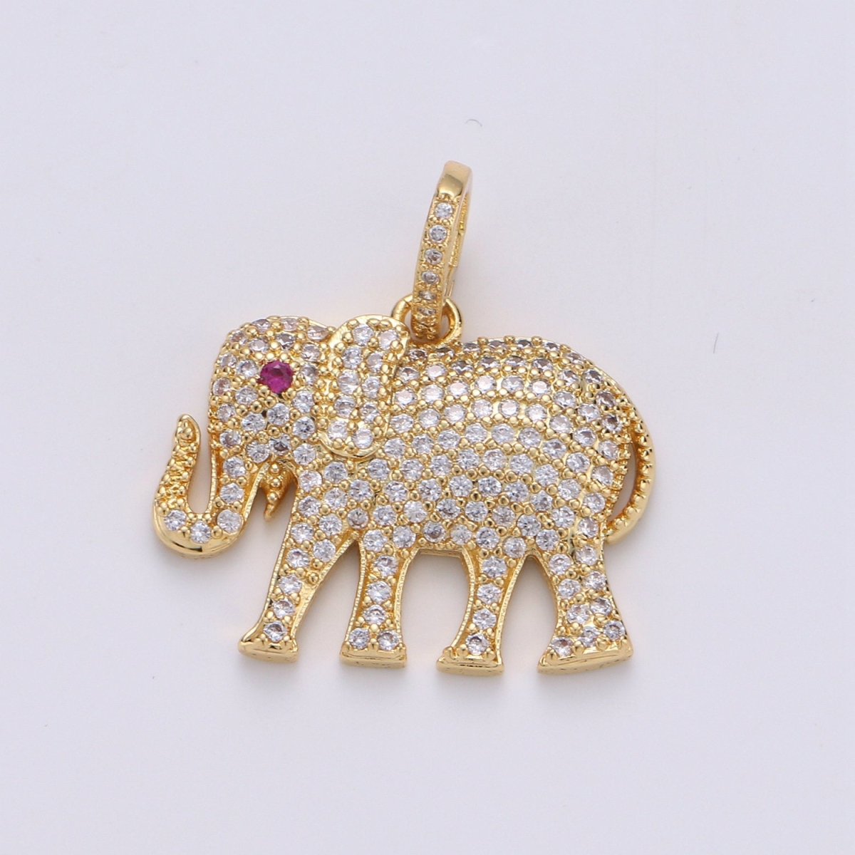 Dainty Elephant Charm, 14K Gold plated Micro Pave CZ Elephant Pendant,Wild Animal Pendant Necklace Bracelet Earring Charms Dangle I-924 - DLUXCA