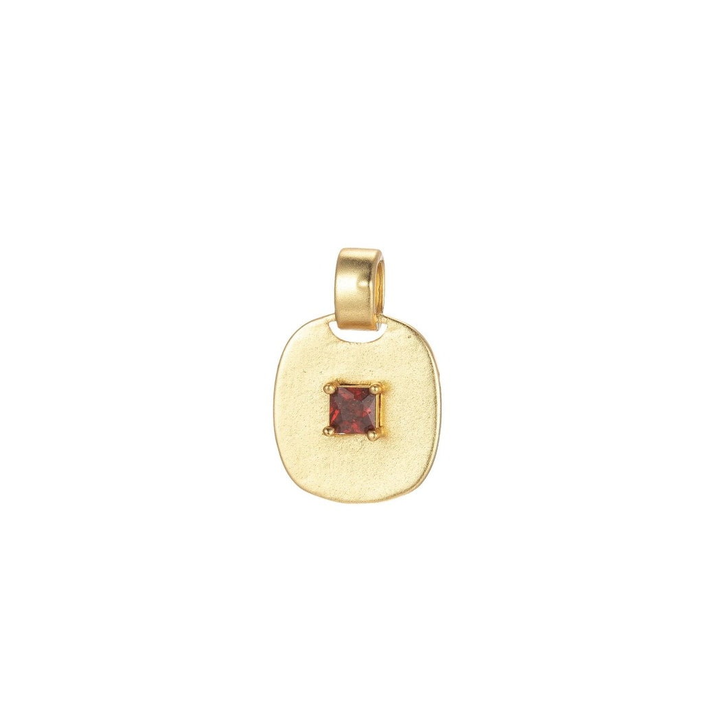 Dainty Emerald Green, Red, Clear CZ Square Gold Medallion Charm Tiny Small Pendant Tag Charm, Bracelet Necklace Earring Finding J-850