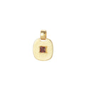 Dainty Emerald Green, Red, Clear CZ Square Gold Medallion Charm Tiny Small Pendant Tag Charm, Bracelet Necklace Earring Finding J-850
