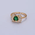 Dainty Emerald Green Stone Ring Sun Ring O-2178 - DLUXCA