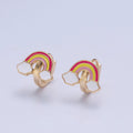 Dainty Enamel Rainbow Huggie Earring Kawaii Cloud Earring T-433 - DLUXCA