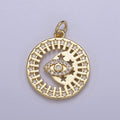 Dainty Evil Eye Charm Coin Round Medallion Add on Charm for Necklace Bracelet Supply N-671 N-672