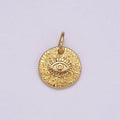 Dainty Evil Eye Charm Designs Protection Coin Greek Charm Jewelry Gold Pendant Necklace Earrings Medallion N-232 - DLUXCA
