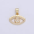 Dainty Evil Eye Charm Protection Necklace Gold Greek Eye Micro Pave Pendant, 24K Gold plated Cubic Evil Eye Charm I-329 - DLUXCA