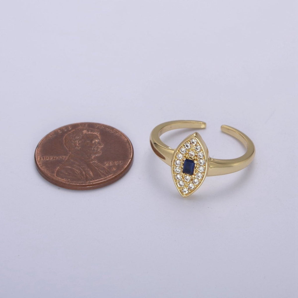 Dainty Evil Eye Cz Ring Minimalist Jewelry Gold plated Open Adjustable Ring U-276 ~ U-280