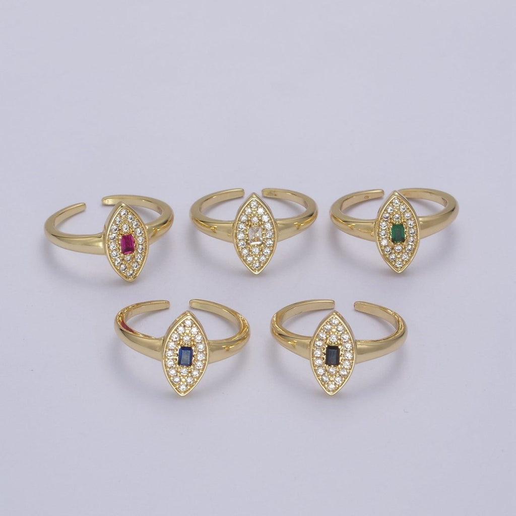 Dainty Evil Eye Cz Ring Minimalist Jewelry Gold plated Open Adjustable Ring U-276 ~ U-280