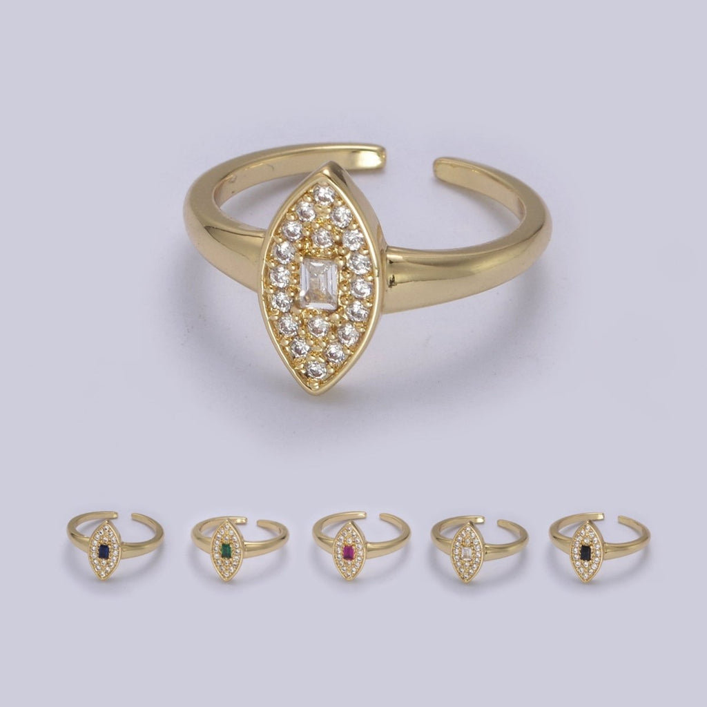 Dainty Evil Eye Cz Ring Minimalist Jewelry Gold plated Open Adjustable Ring U-276 ~ U-280