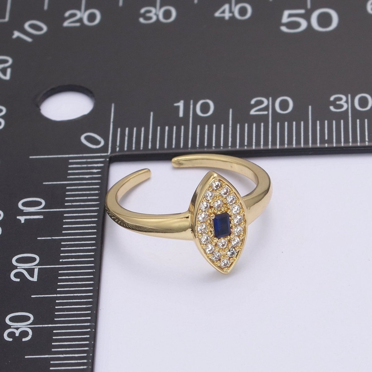 Dainty Evil Eye Cz Ring Minimalist Jewelry Gold plated Open Adjustable Ring U-276 ~ U-280