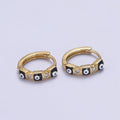 14K Gold plated 14mm Square Evil Eye Enamel CZ Huggie Earrings | T309 - T314