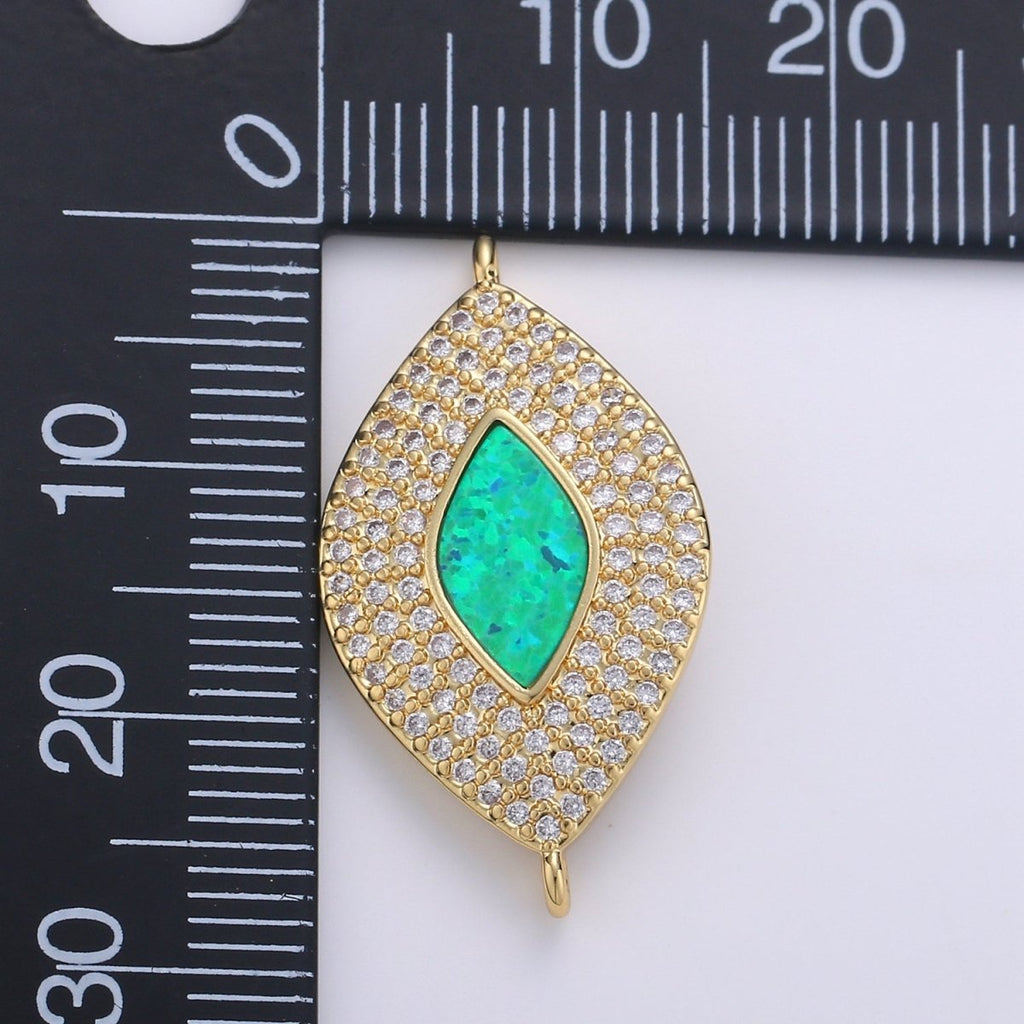 Dainty Evil Eye Opal, Blue Evil Eye Charm CONNECTOR with Cubic Pendant, Micro Pave Evil Eye Bracelet Connector F-487 F-490