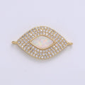 Dainty Evil Eye Opal, Blue Evil Eye Charm CONNECTOR with Cubic Pendant, Micro Pave Evil Eye Bracelet Connector F-487 F-490