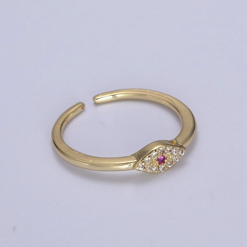 Dainty Evil Eye Stacking Ring, Gold Minimalist Ring, Simple cz Ring, Gold plated Ring, Thin Ring, Delicate Ring, Gift for her U-325, U327