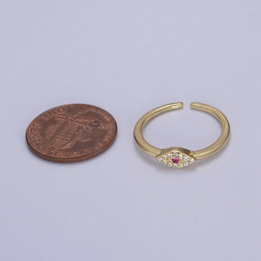 Dainty Evil Eye Stacking Ring, Gold Minimalist Ring, Simple cz Ring, Gold plated Ring, Thin Ring, Delicate Ring, Gift for her U-325, U327