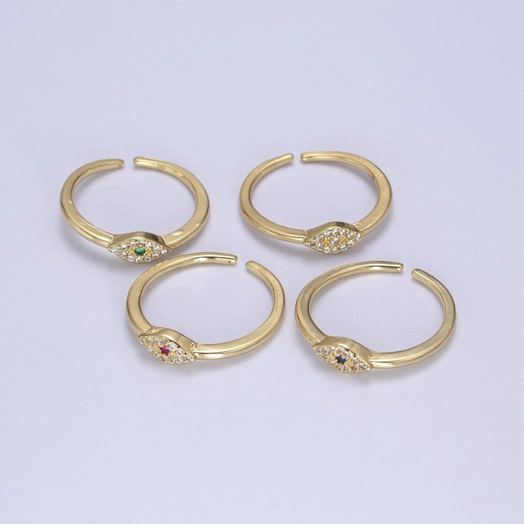 Dainty Evil Eye Stacking Ring, Gold Minimalist Ring, Simple cz Ring, Gold plated Ring, Thin Ring, Delicate Ring, Gift for her U-325, U327