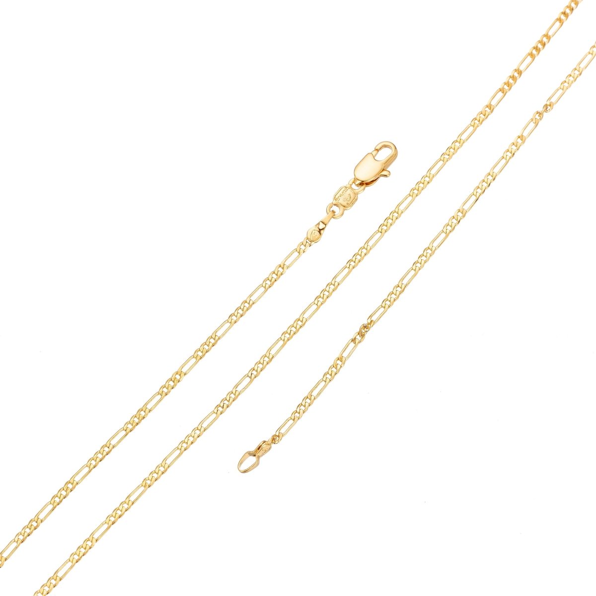 Dainty Figaro Necklace, Finished Chain figaro 24k Gold plated Chain Minimalist Layer Necklace 19.5 inch 1.5mm "Yellow Gold Chain" | CN-475 Clearance Pricing - DLUXCA