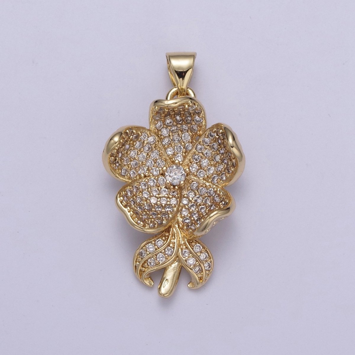 Dainty Five Flower Petal Pendant for Necklace in 24k Gold plated H-250 H-254