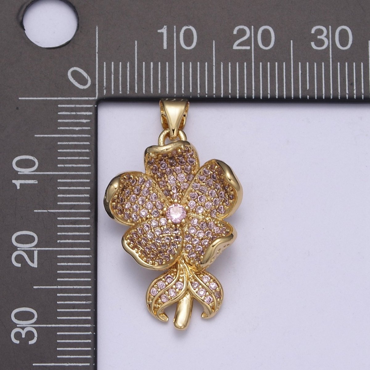 Dainty Five Flower Petal Pendant for Necklace in 24k Gold plated H-250 H-254