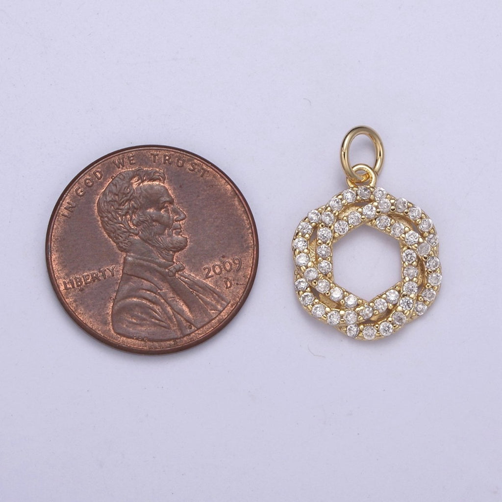 Dainty Flower Charms, Micro Pave Floral Pendant Jewelry 14K Gold plated Flower Charm Add on Pendant N-410 - DLUXCA